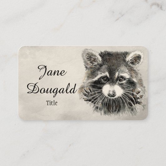 Waterverf Raccoon Dierlijk Visitekaartje (Achterkant)