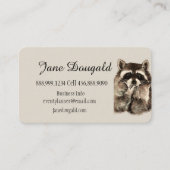 Waterverf Raccoon Dierlijk Visitekaartje (Voorkant)