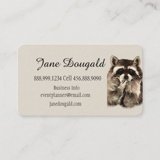 Waterverf Raccoon Dierlijk Visitekaartje (Voorkant)