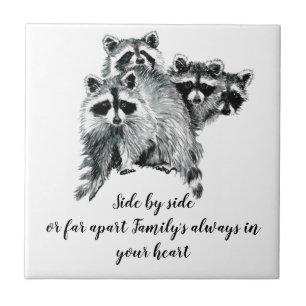 Waterverf Raccoon Familie Inspirerend Citaat Tegeltje