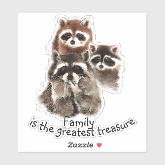 Waterverf Raccoon Familie Quote Dier Custom Name Sticker (Vel)