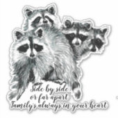 Waterverf Raccoon Family Quote Aangepaste naam Sticker (Voorkant)