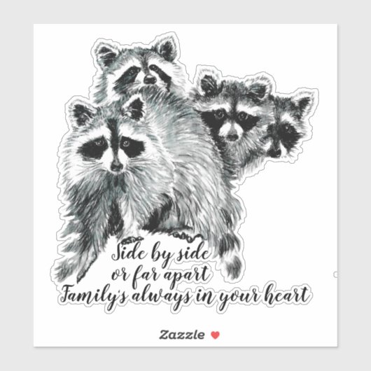 Waterverf Raccoon Family Quote Aangepaste naam Sticker (Vel)