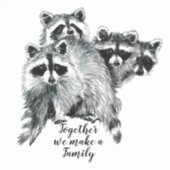 Waterverf Raccoon Family Quote Aangepaste naam Sticker (Voorkant)