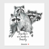 Waterverf Raccoon Family Quote Aangepaste naam Sticker (Vel)