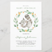 Waterverf Raccoon Greenery Baby Sprinkle Invite (Voorkant)