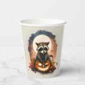 Waterverf Raccoon Halloween Papieren Bekers (Achterkant)