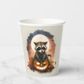 Waterverf Raccoon Halloween Papieren Bekers (Voorkant)