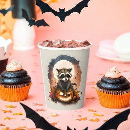 Waterverf Raccoon Halloween Papieren Bekers