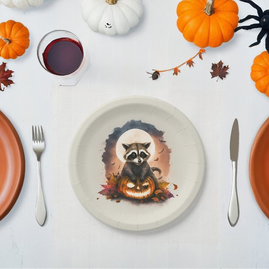 Waterverf Raccoon Halloween Papieren Bordje