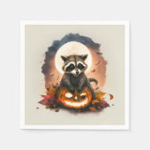 Waterverf Raccoon Halloween Servet (Voorkant)