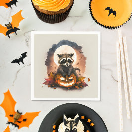 Waterverf Raccoon Halloween Servet