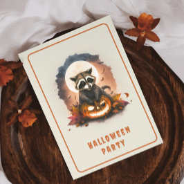 Waterverf Raccoon Halloween Uitnodiging Kaart