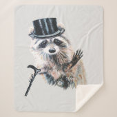 Waterverf Raccoon met geperste formale vun Animal Sherpa Deken (Voorkant)