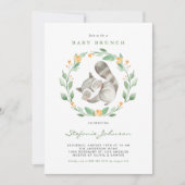 Waterverf Raccoon Wreath Greenery Baby Brunch Kaart (Voorkant)
