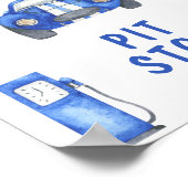 Waterverf Race Auto Eerste Verjaardag PIT STOP Poster (Hoek)