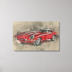 Waterverf  Race auto muurkunst canvas print