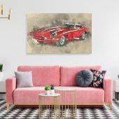 Waterverf Race auto muurkunst canvas print (Insitu (Woonkamer))