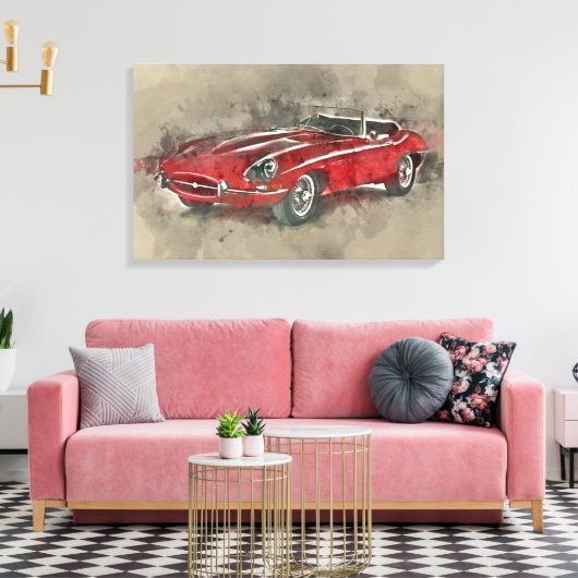 Waterverf Race auto muurkunst canvas print (Insitu (Woonkamer))