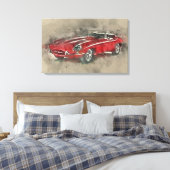 Waterverf Race auto muurkunst canvas print (Insitu (Slaapkamer))