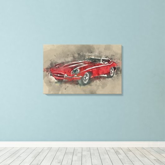 Waterverf  Race auto muurkunst canvas print (Insitu (Houten vloer))