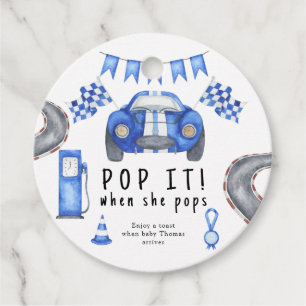Waterverf race auto - pop het! Als ze poppen Bedankjes Labels