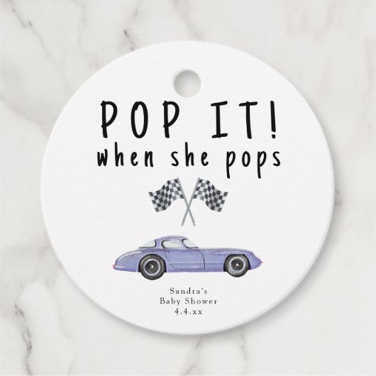 Waterverf race auto - pop het! Als ze poppen Bedankjes Labels (Voorkant)