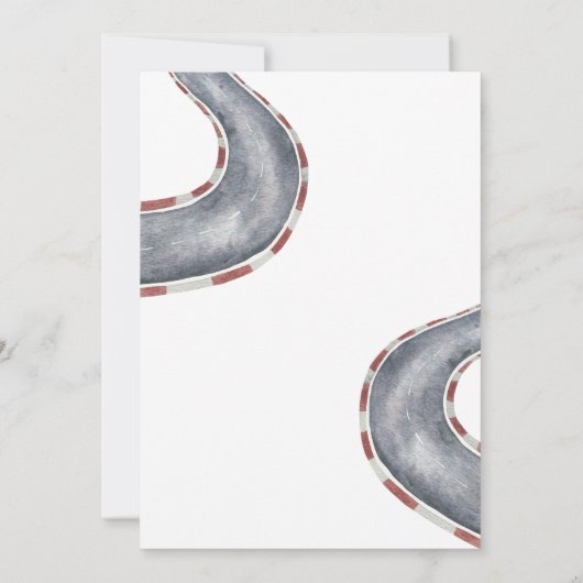 Waterverf Race Car Baby shower Kaart (Achterkant)