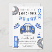 Waterverf Race Car Baby shower Kaart (Voorkant)