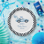Waterverf Race Car Baby shower Papieren Bordje (Feest)