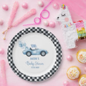Waterverf Race Car Baby shower Papieren Bordje (Feest)
