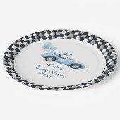 Waterverf Race Car Baby shower Papieren Bordje (Gekanteld)