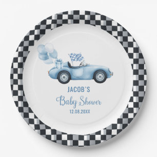 Waterverf Race Car Baby shower Papieren Bordje