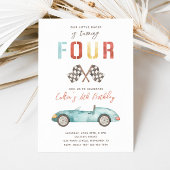 Waterverf Race Car Verjaardagsuitnodiging Kaart