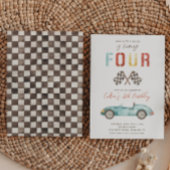 Waterverf Race Car Verjaardagsuitnodiging Kaart