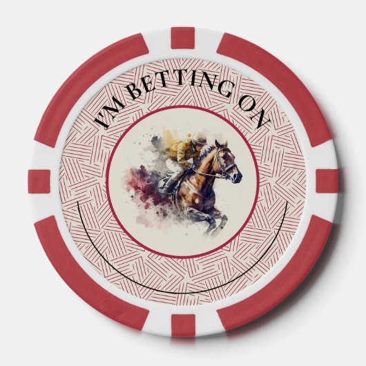 Waterverf Race Paard Derby Poker Chips (Voorkant)