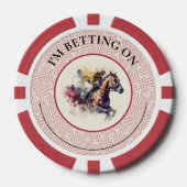 Waterverf Race Paard Derby Poker Chips (Voorkant)