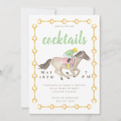 Waterverf Race Paard Ruitersport Cocktail Kaart (Voorkant)
