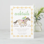Waterverf Race Paard Ruitersport Cocktail Kaart (Staand voorkant)