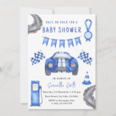 Waterverf Raceauto Baby Shower Kaart (Voorkant)