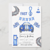 Waterverf raceauto eerste verjaardag Fast One Kaart (Voorkant)
