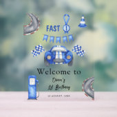 Waterverf raceauto eerste verjaardagsfeest welkom acryl bord (Neutraal)