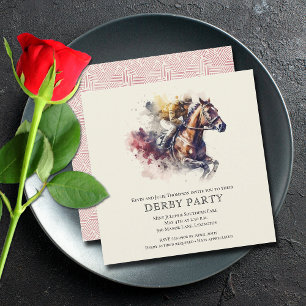 Waterverf Racehorse Derby Kaart