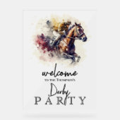 Waterverf Racehorse Derby Party Acryl Bord (Voorkant)