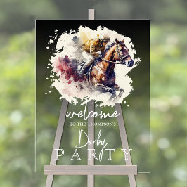 Waterverf Racehorse Derby Party Acryl Bord