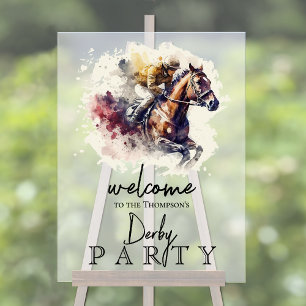 Waterverf Racehorse Derby Party Acryl Bord