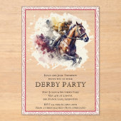 Waterverf Racehorse Derby Party Acryl Uitnodigingen (Voorkant)