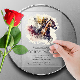 Waterverf Racehorse Derby Party Acryl Uitnodigingen