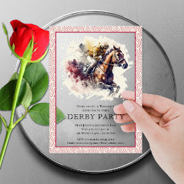 Waterverf Racehorse Derby Party Acryl Uitnodigingen