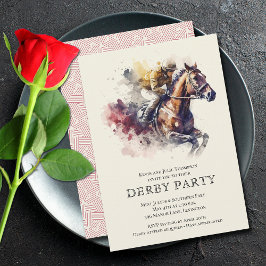Waterverf Racehorse Derby Party Kaart